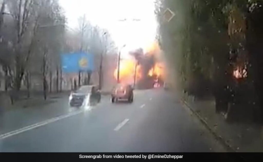 Video: Huge Blast Caught On Car Camera After Missile Strikes Ukraine Road