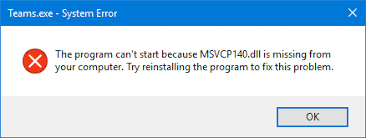 Msvcp 140 dll file is missing error fixed